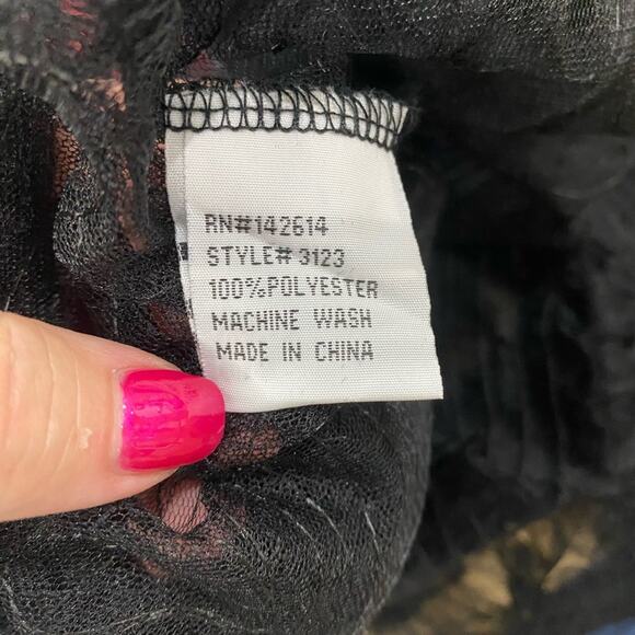 Sheer Goth Lace Mesh Crop Top Wednesday Addams NWT See Through love University L - Picture 6 of 7